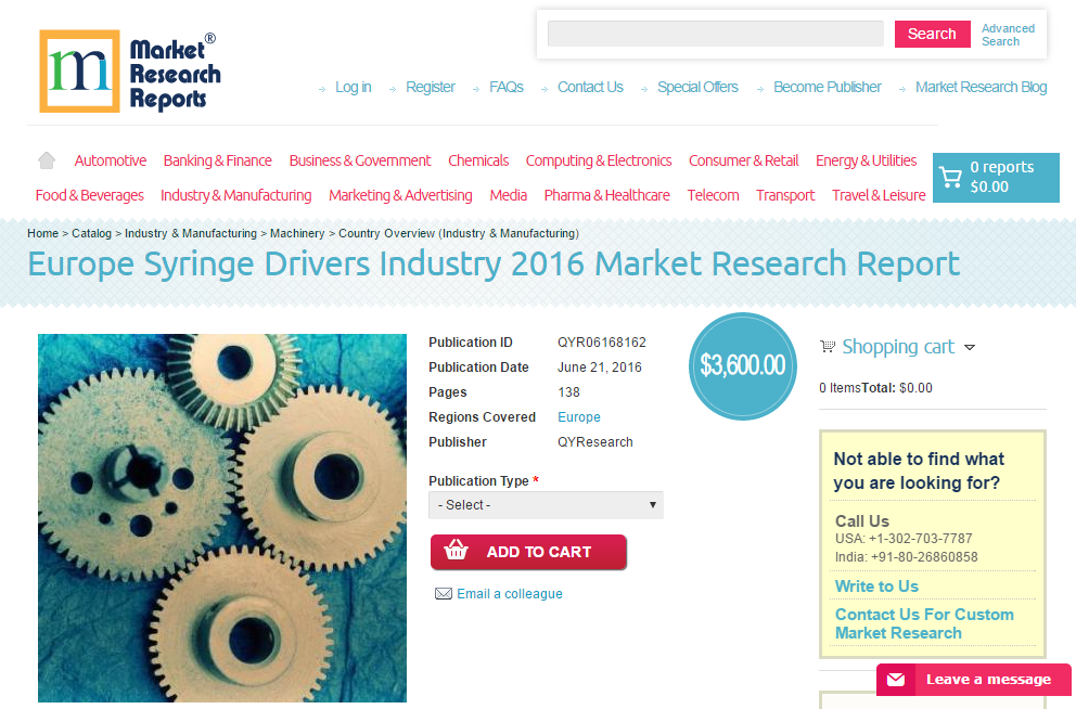 Europe Syringe Drivers Industry 2016 Market Research Report'