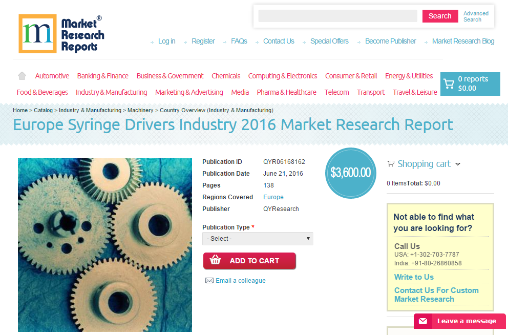 Europe Syringe Drivers Industry 2016 Market Research Report
