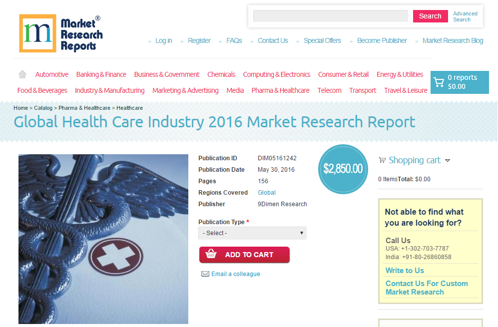 Global Health Care Industry 2016 Market Research Report'