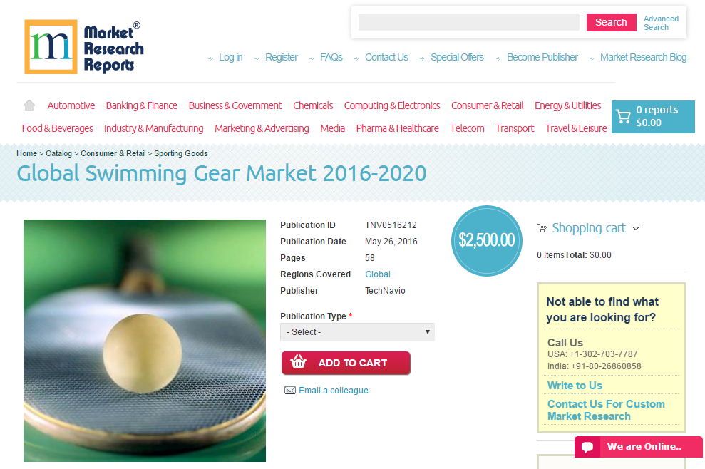 Global Swimming Gear Market 2016 - 2020'
