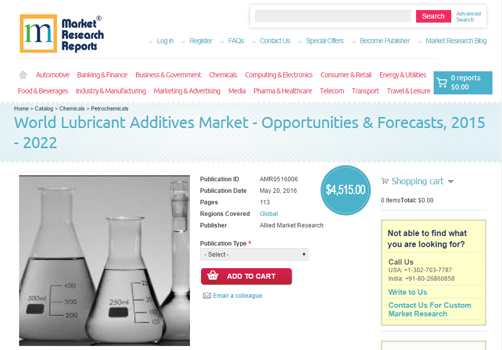 World Lubricant Additives Market - Opportunities &amp; F'