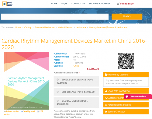 Cardiac Rhythm Management Devices Market in China 2016-2020'