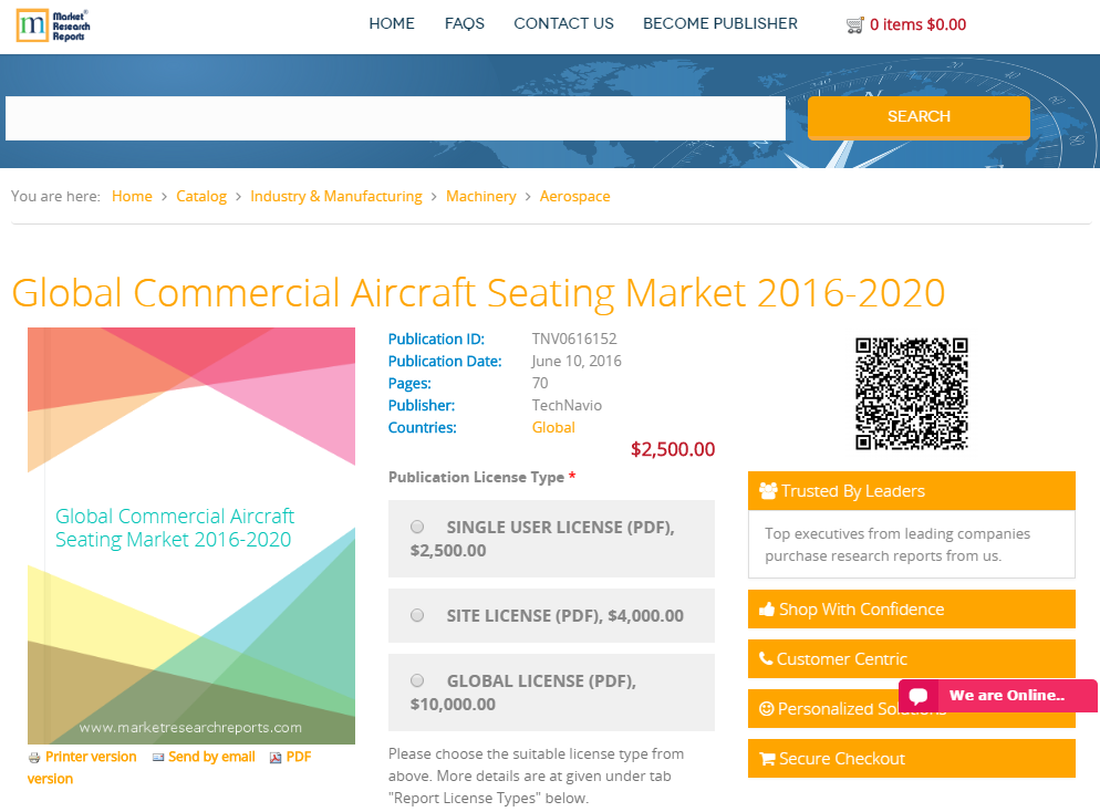 Global Commercial Aircraft Seating Market 2016 - 2020