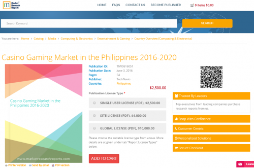 Casino Gaming Market in the Philippines 2016 - 2020'