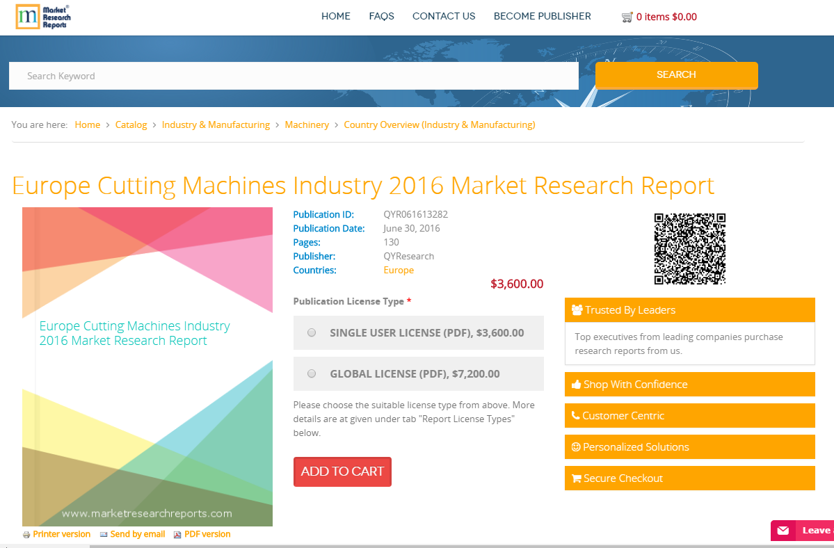 Europe Cutting Machines Industry 2016 Market Research Report