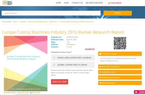Europe Cutting Machines Industry 2016 Market Research Report'