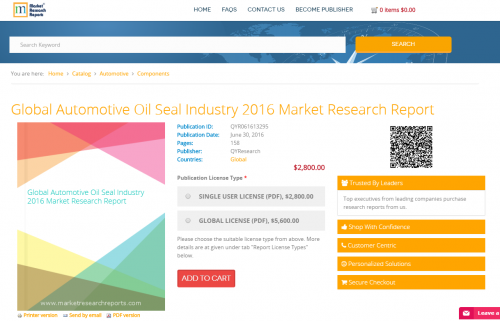 Global Automotive Oil Seal Industry 2016'