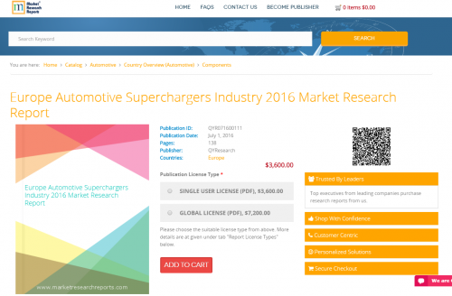 Europe Automotive Superchargers Industry 2016'