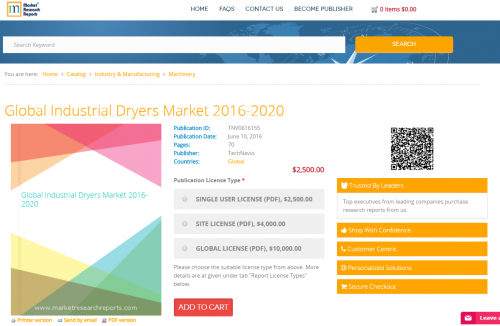 Global Industrial Dryers Market 2016 - 2020'