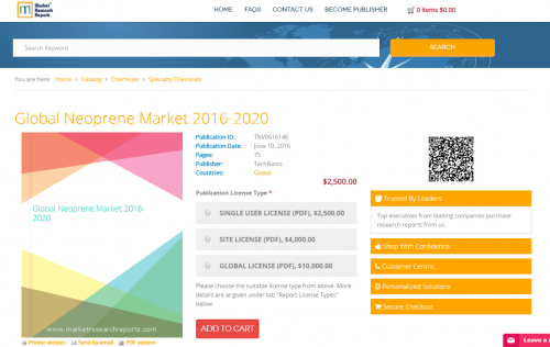 Global Neoprene Market 2016 - 2020'