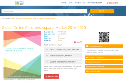 Global Online Childrens Apparel Market 2016 - 2020'