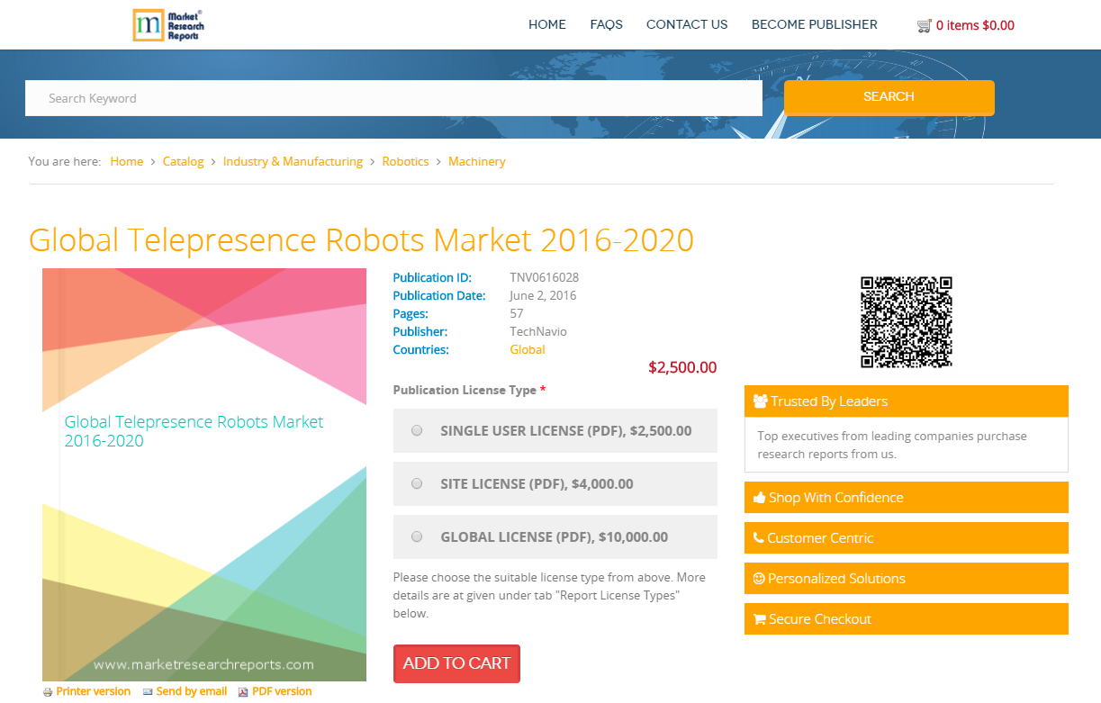 Global Telepresence Robots Market 2016 - 2020