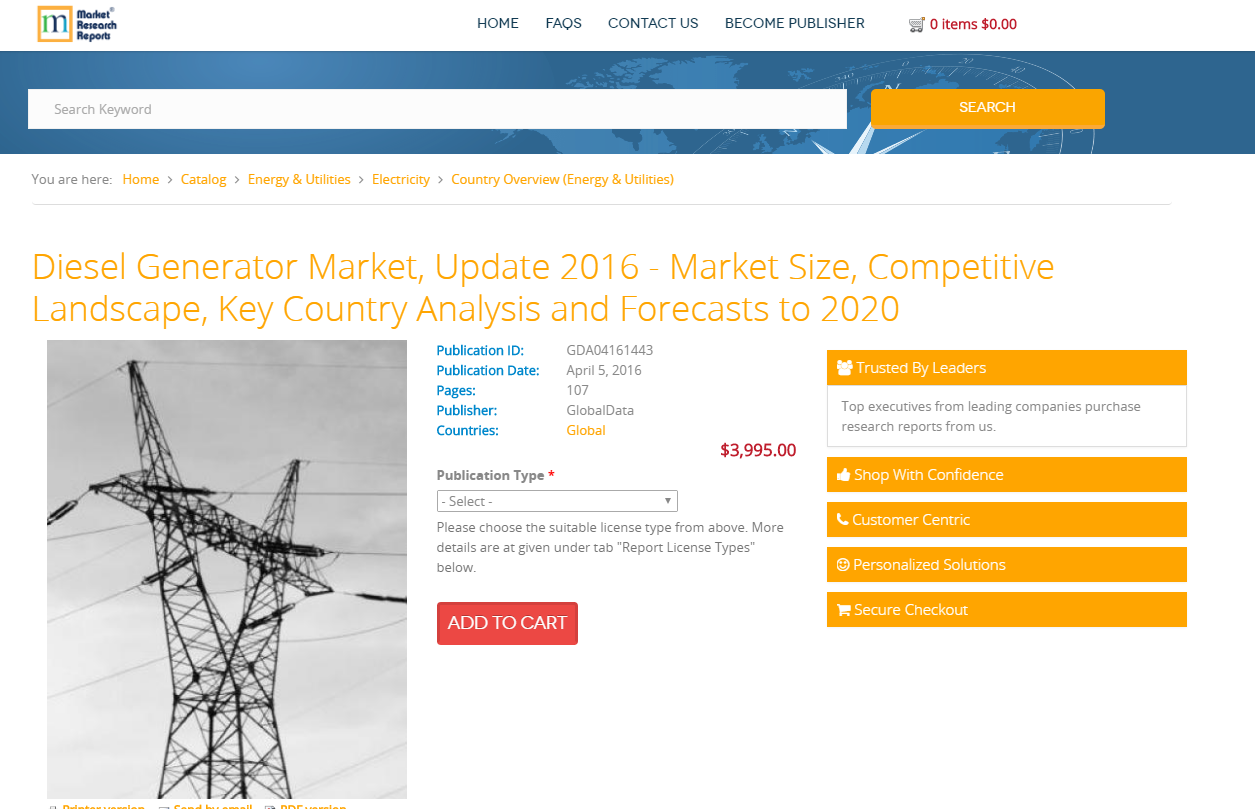 Diesel Generator Market, Update 2016'