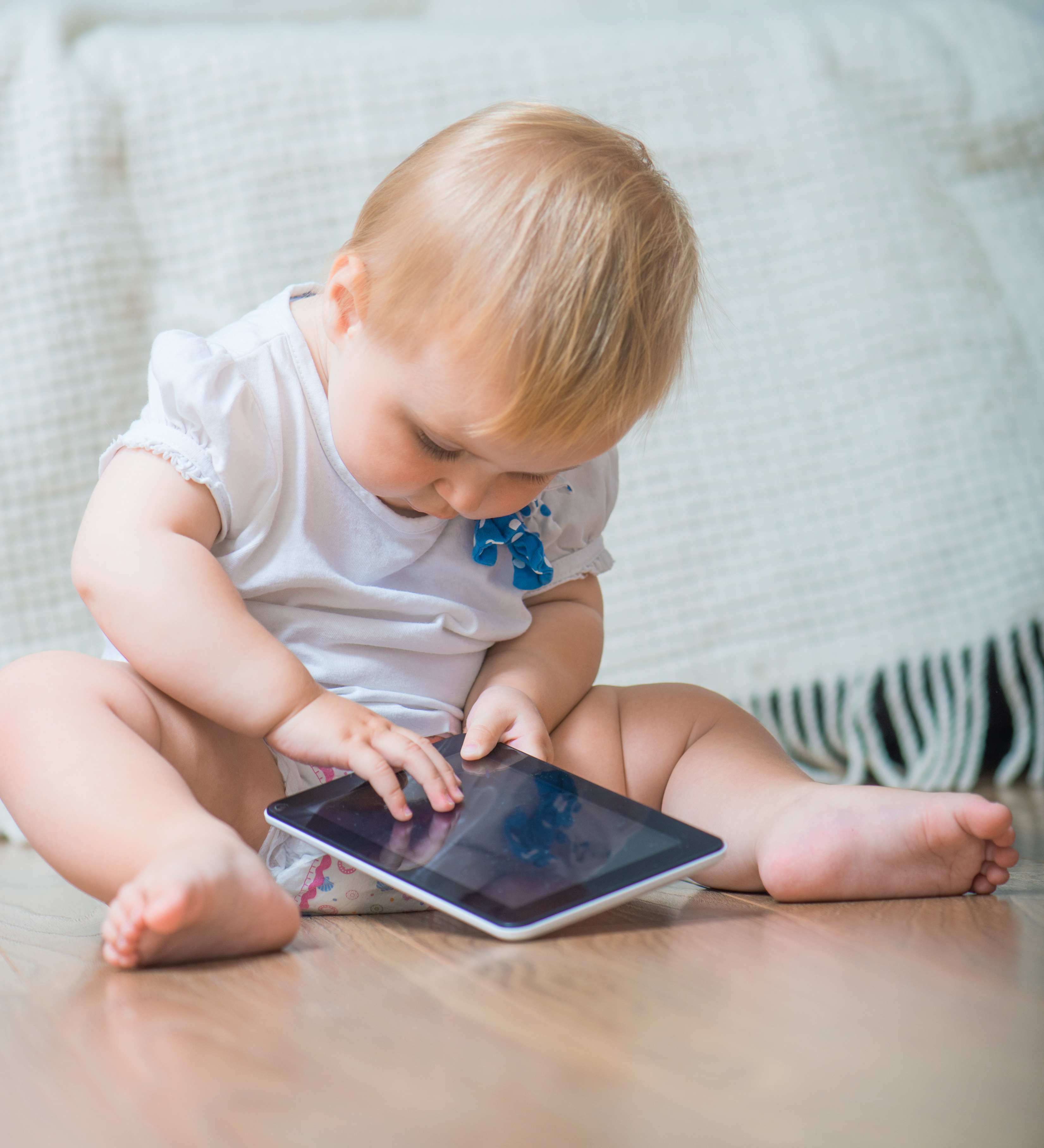 Baby playing with table