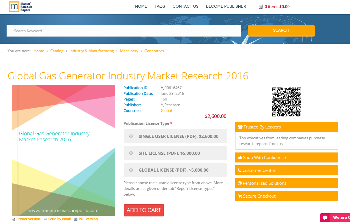 Global Gas Generator Industry Market Research 2016'