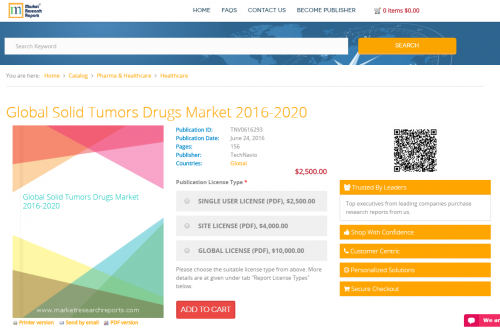 Global Solid Tumors Drugs Market 2016 - 2020'