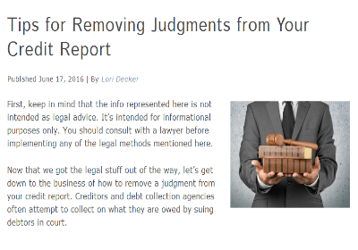 Company shows how to remove judgment from credit reports