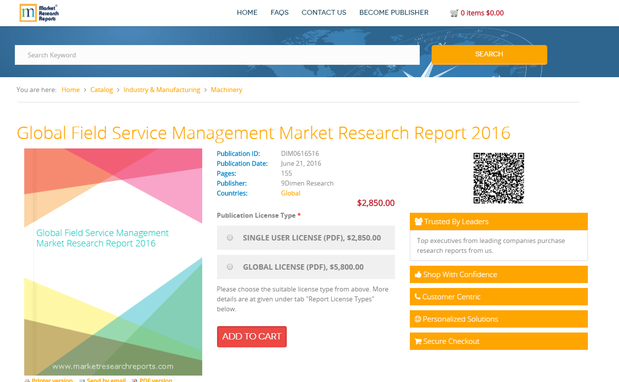 Global Field Service Management Market Research Report 2016'
