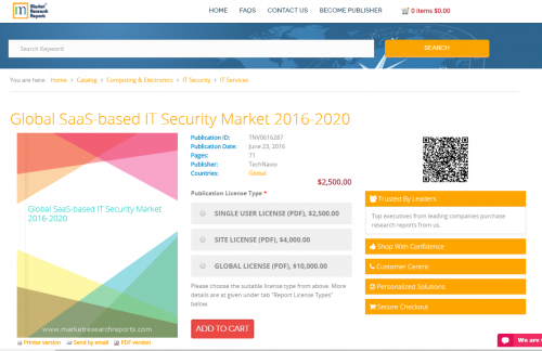 Global SaaS-based IT Security Market 2016 - 2020'