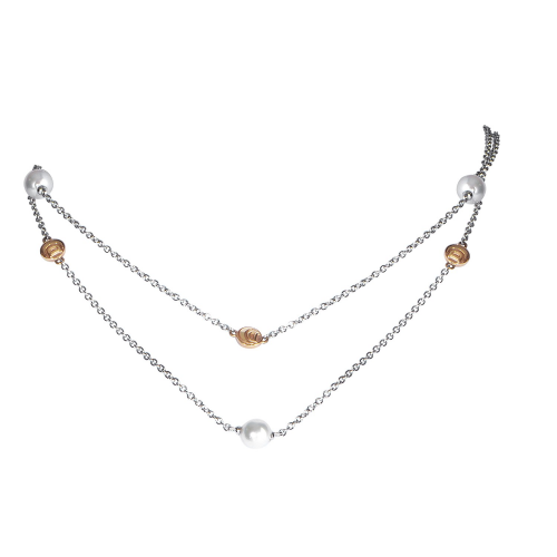 Multi-Tone Gold Pearl Necklace by Damiani'