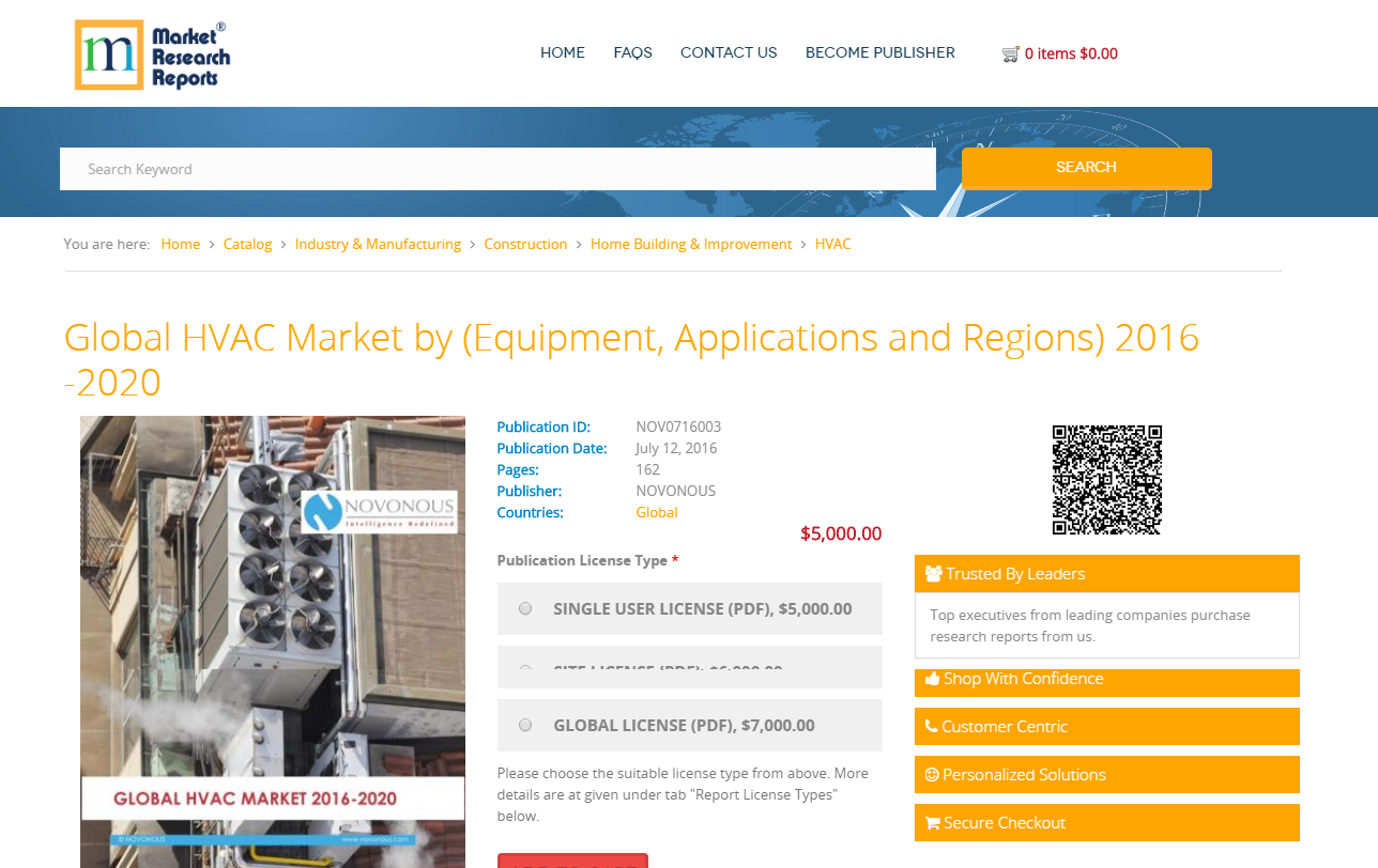 Global HVAC Market by (Equipment, Applications and Regions)