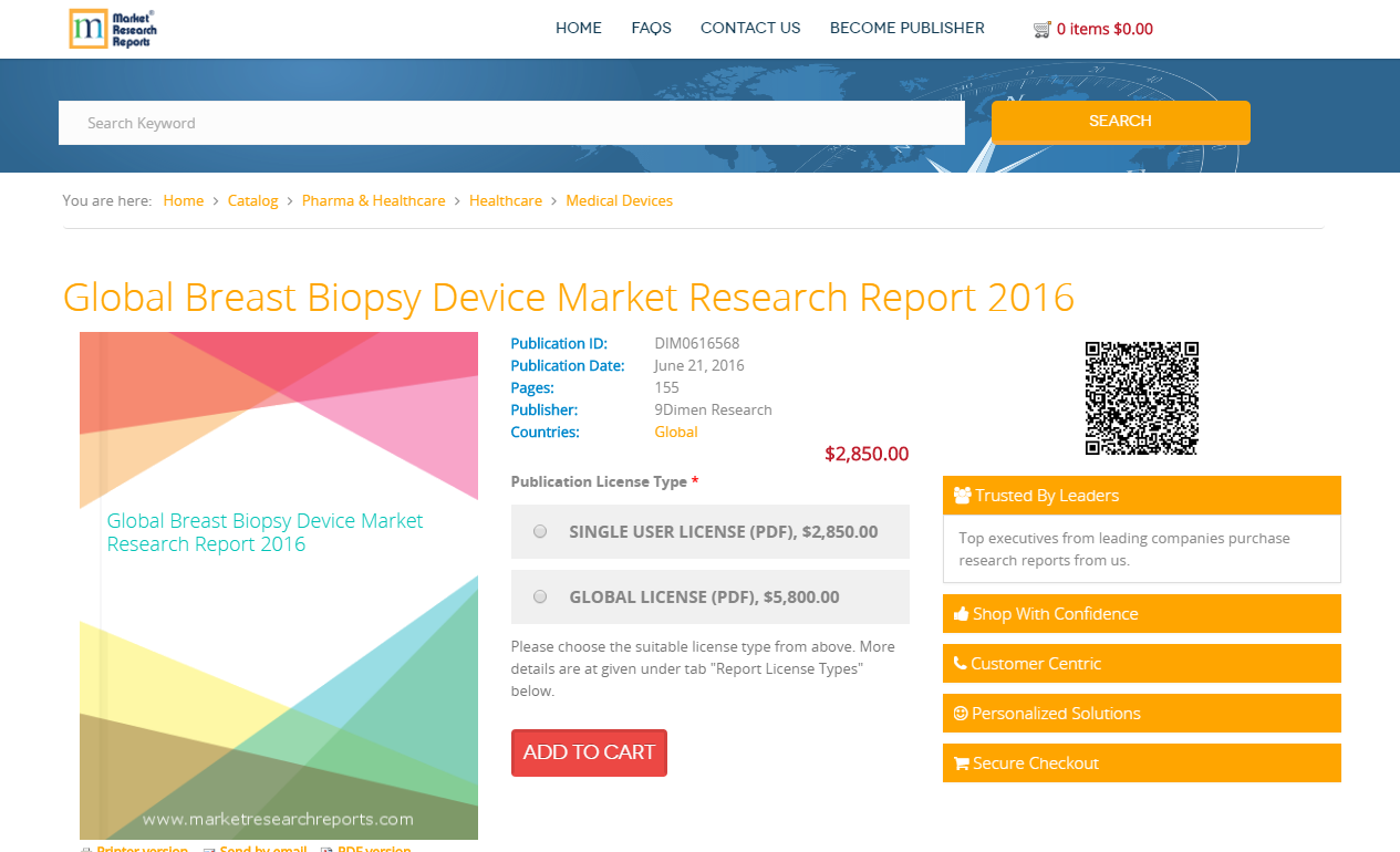 Global Breast Biopsy Device Market Research Report 2016'