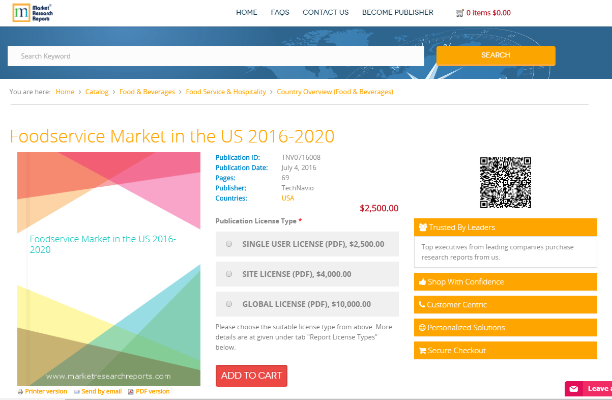 Foodservice Market in the US 2016 - 2020'