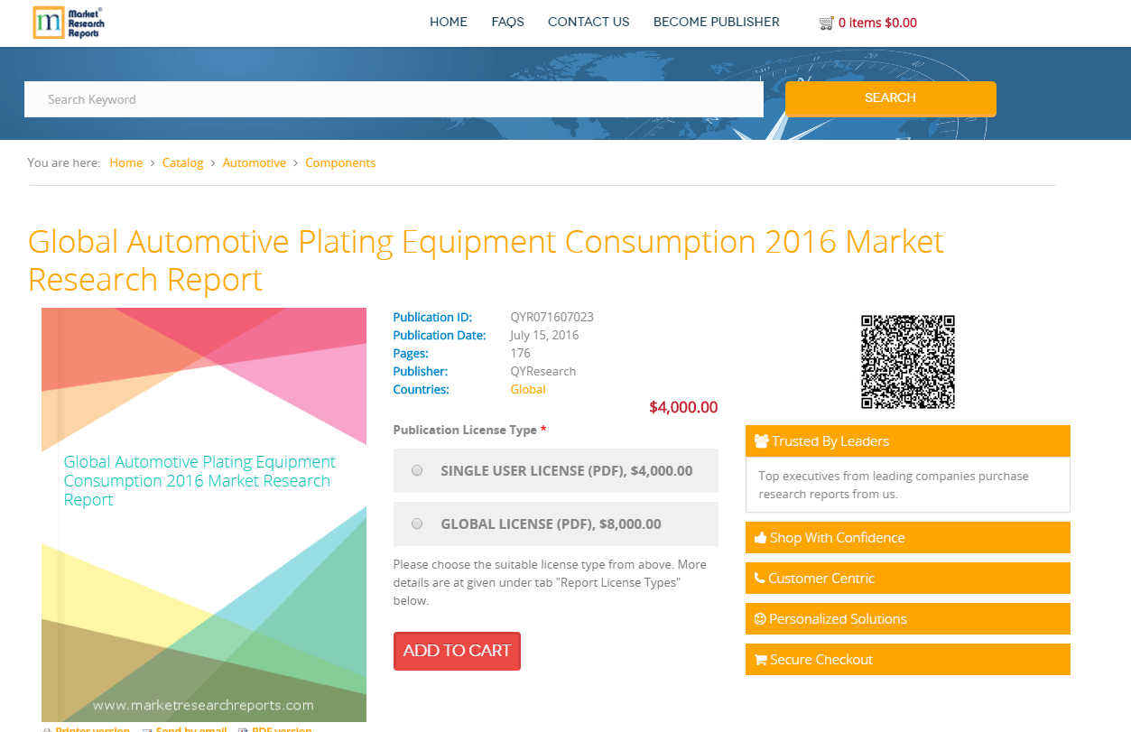 Global Automotive Plating Equipment Consumption 2016'