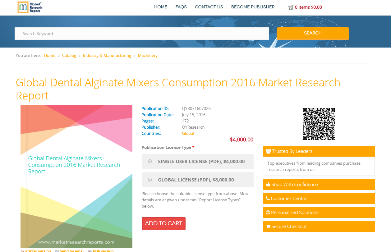 Global Dental Alginate Mixers Consumption 2016