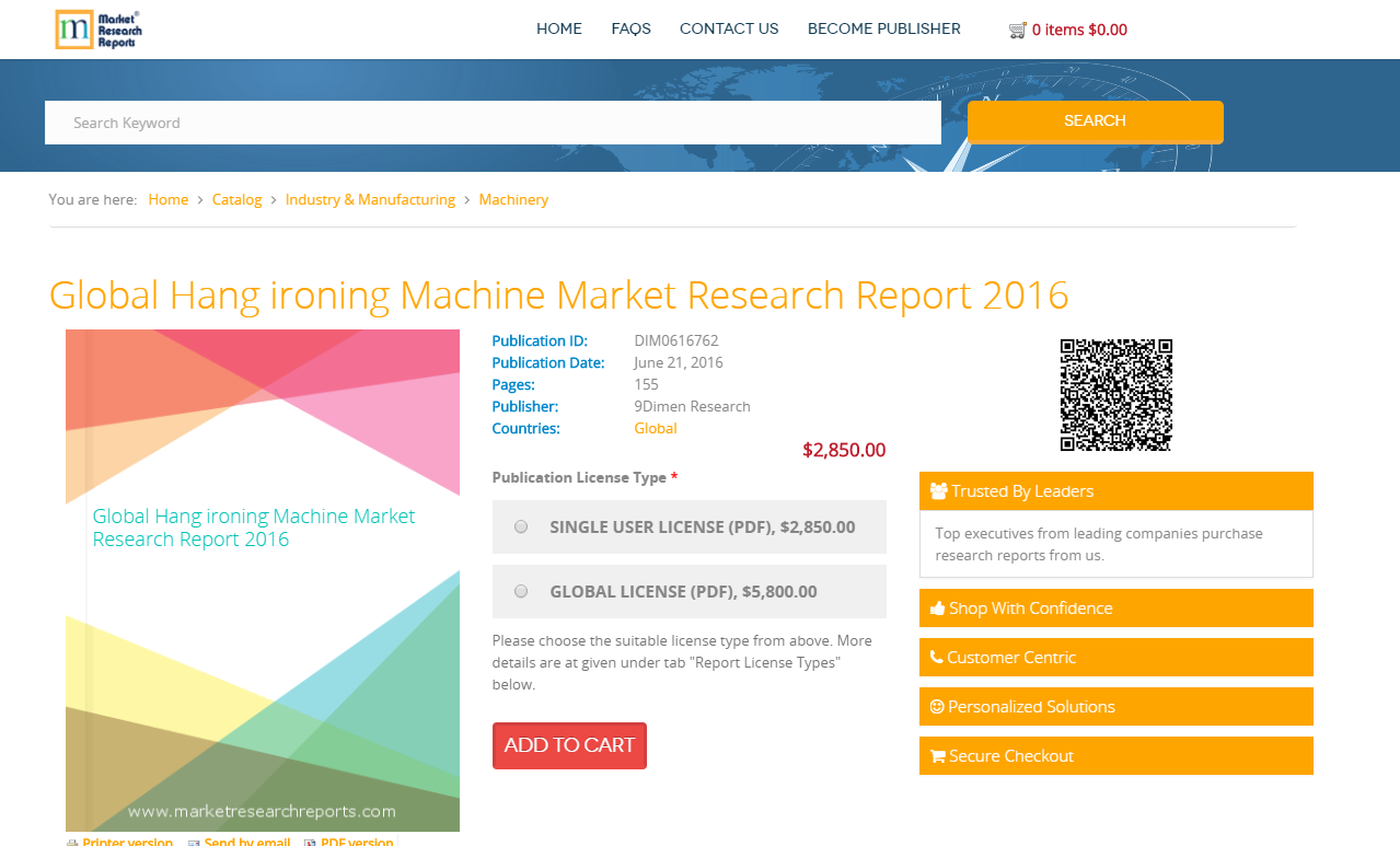 Global Hang ironing Machine Market Research Report 2016