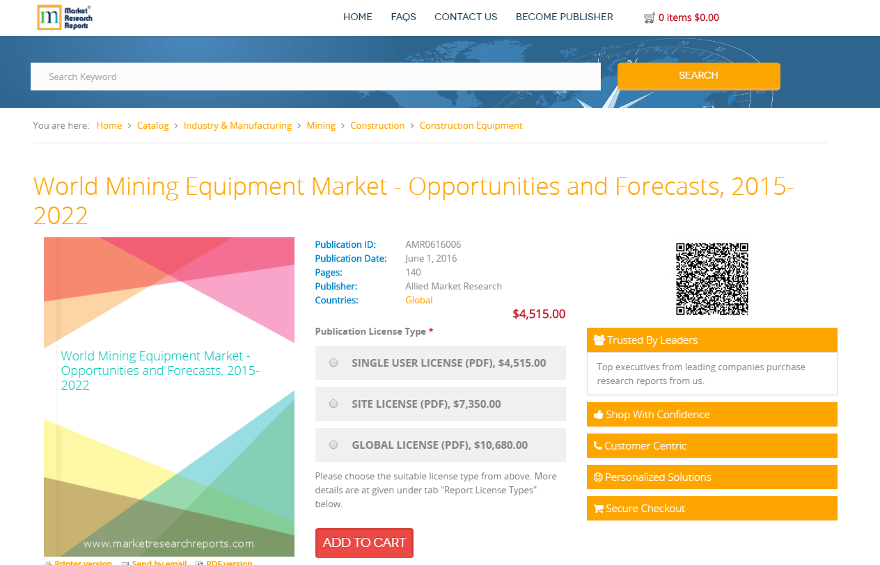 World Mining Equipment Market - Opportunities and Forecasts,'