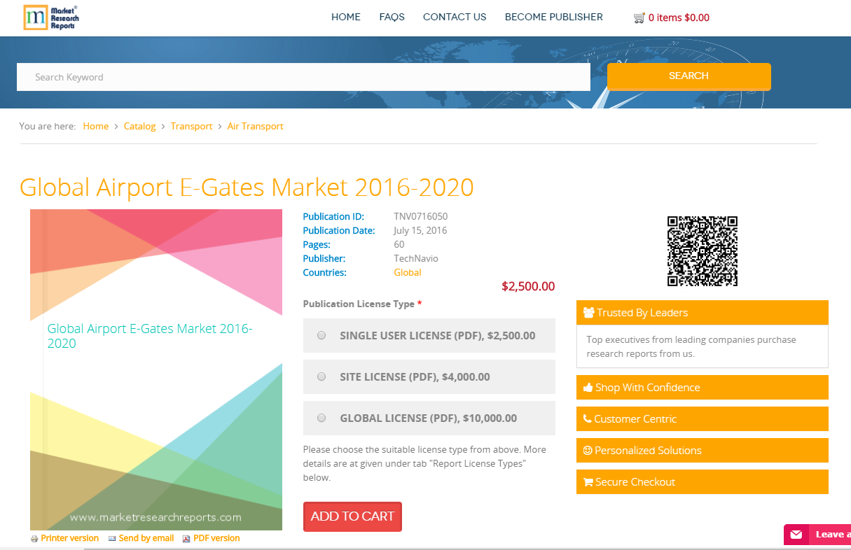 Global Airport E-Gates Market 2016 - 2020'