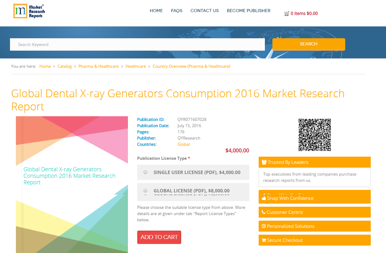 Global Dental X-ray Generators Consumption 2016