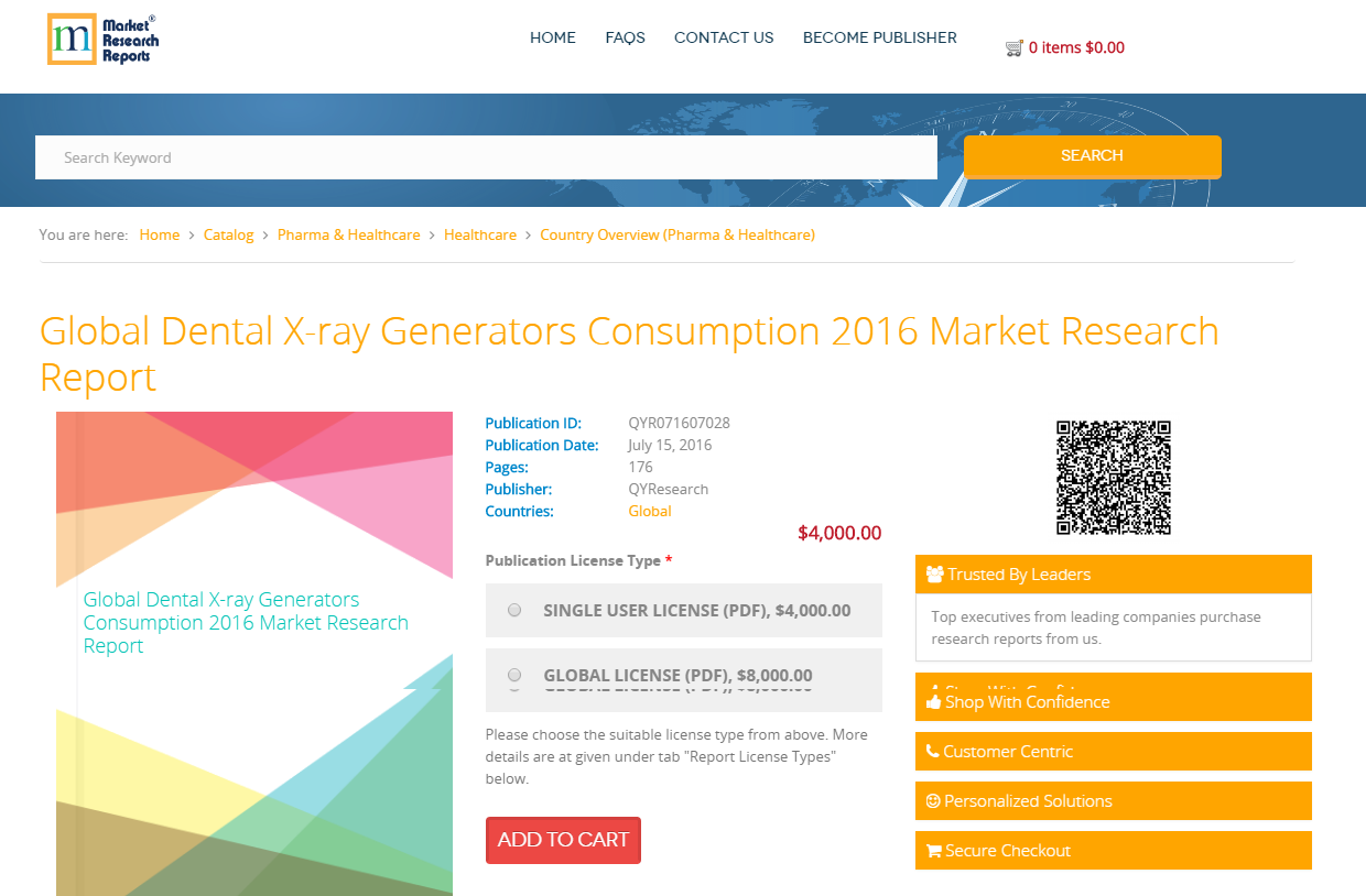 Global Dental X-ray Generators Consumption 2016'