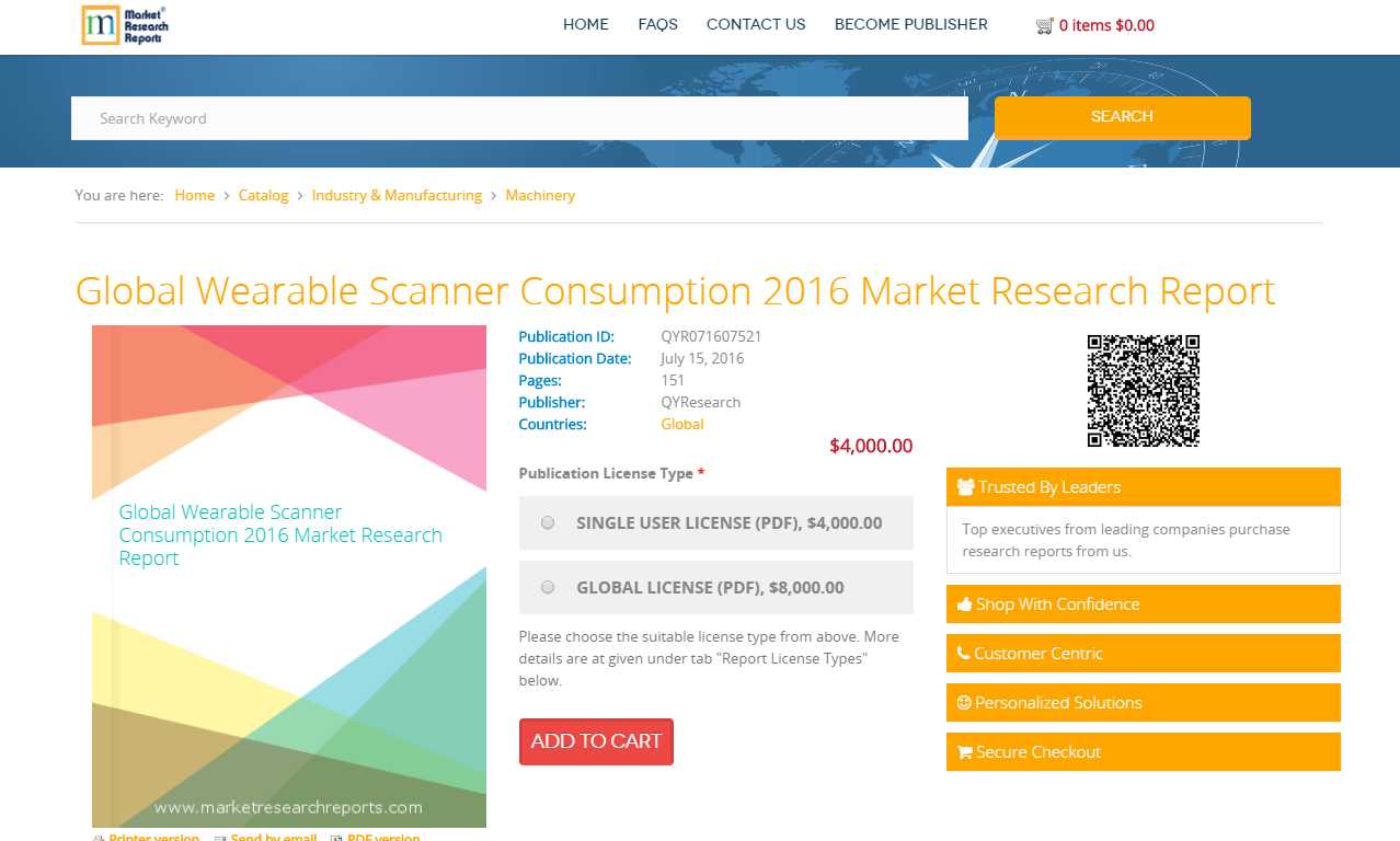 Global Wearable Scanner Consumption 2016
