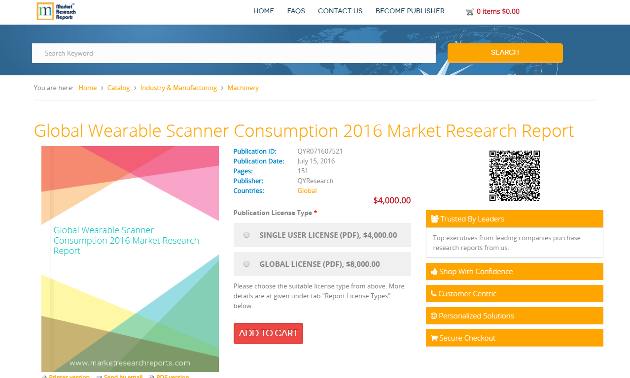 Global Wearable Scanner Consumption 2016'