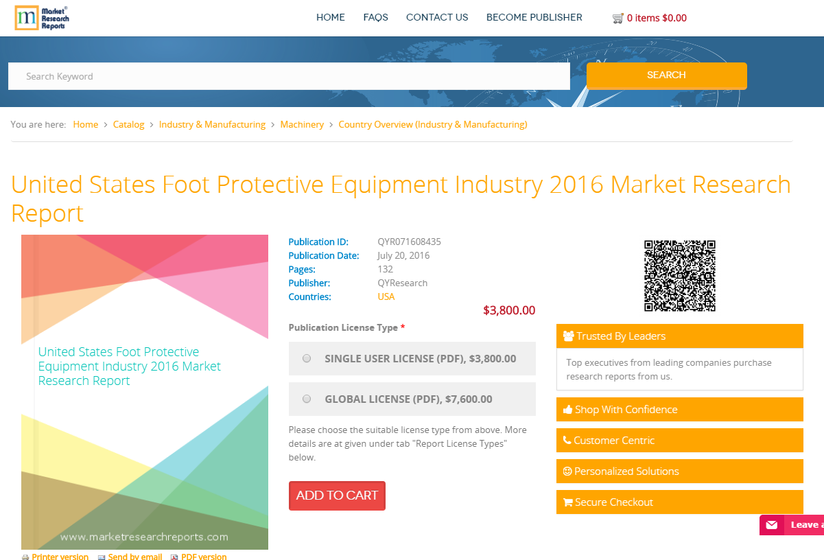 United States Foot Protective Equipment Industry 2016 Market