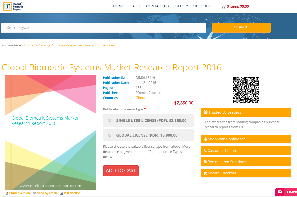 Global Biometric Systems Market Research Report 2016