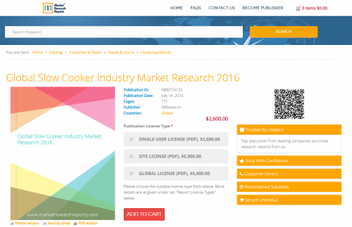 Global Slow Cooker Industry Market Research 2016'