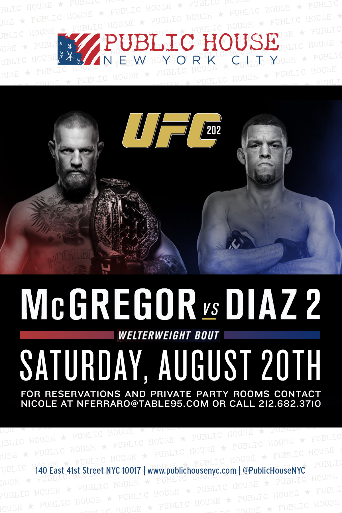 Public House NYC UFC 202 Flyer'