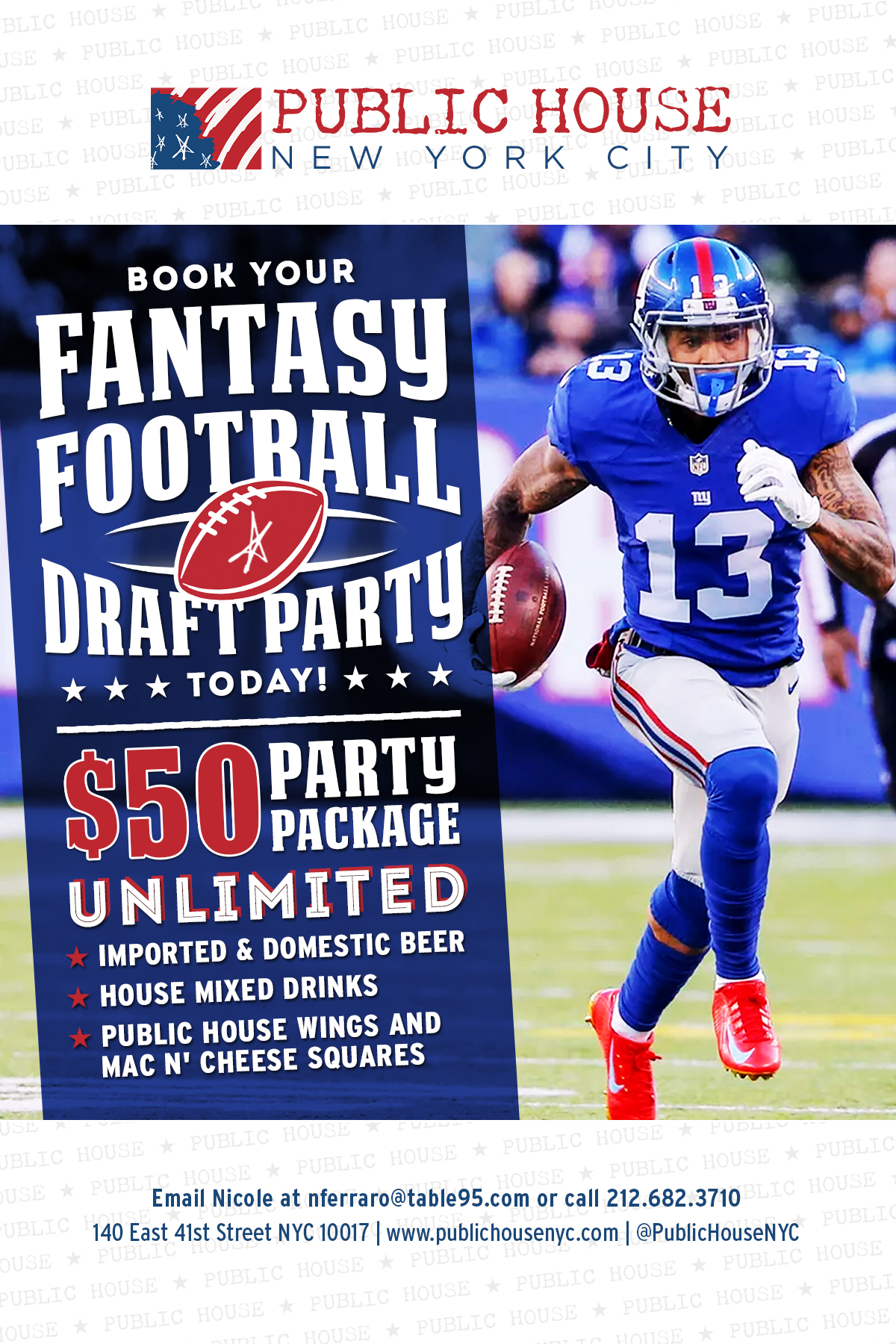 Public House NYC 2016 Fantasy Football Draft Flyer'