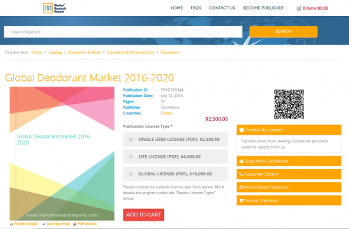 Global Deodorant Market 2016 - 2020'