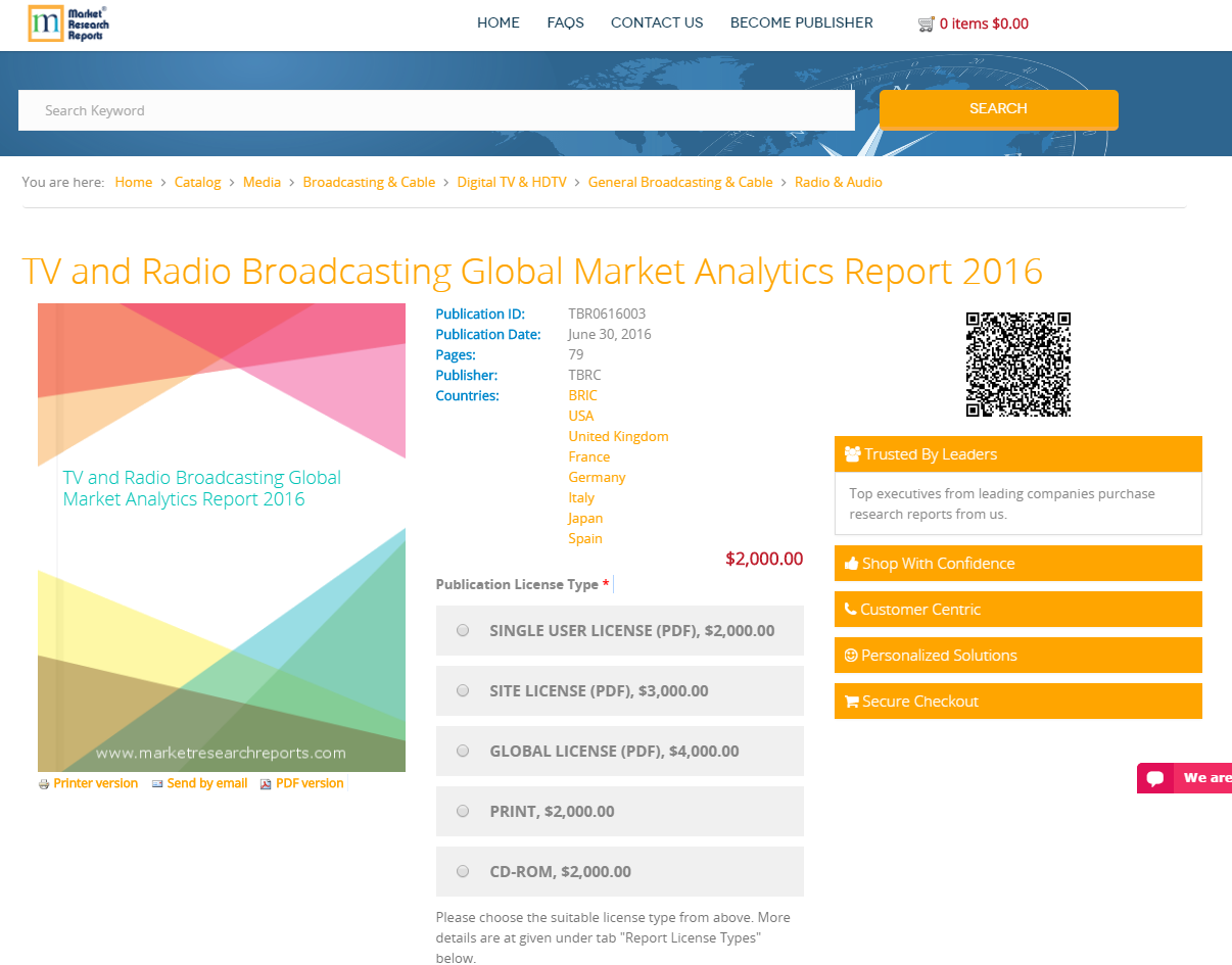TV and Radio Broadcasting Global Market Analytics Report 201'