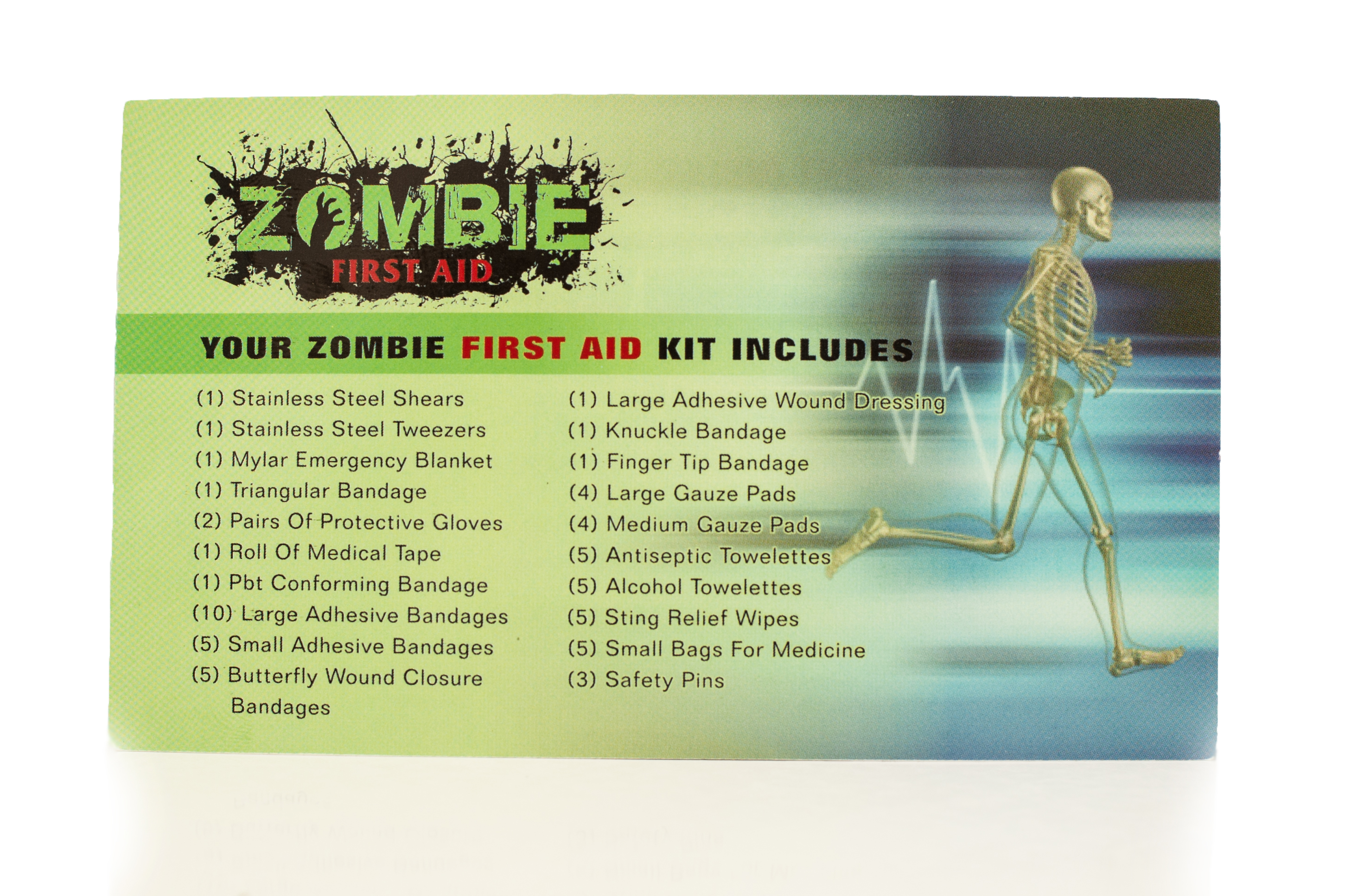 Zombie First Aid Kit contents from JClaw Tek.