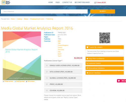 Media Global Market Analytics Report 2016'