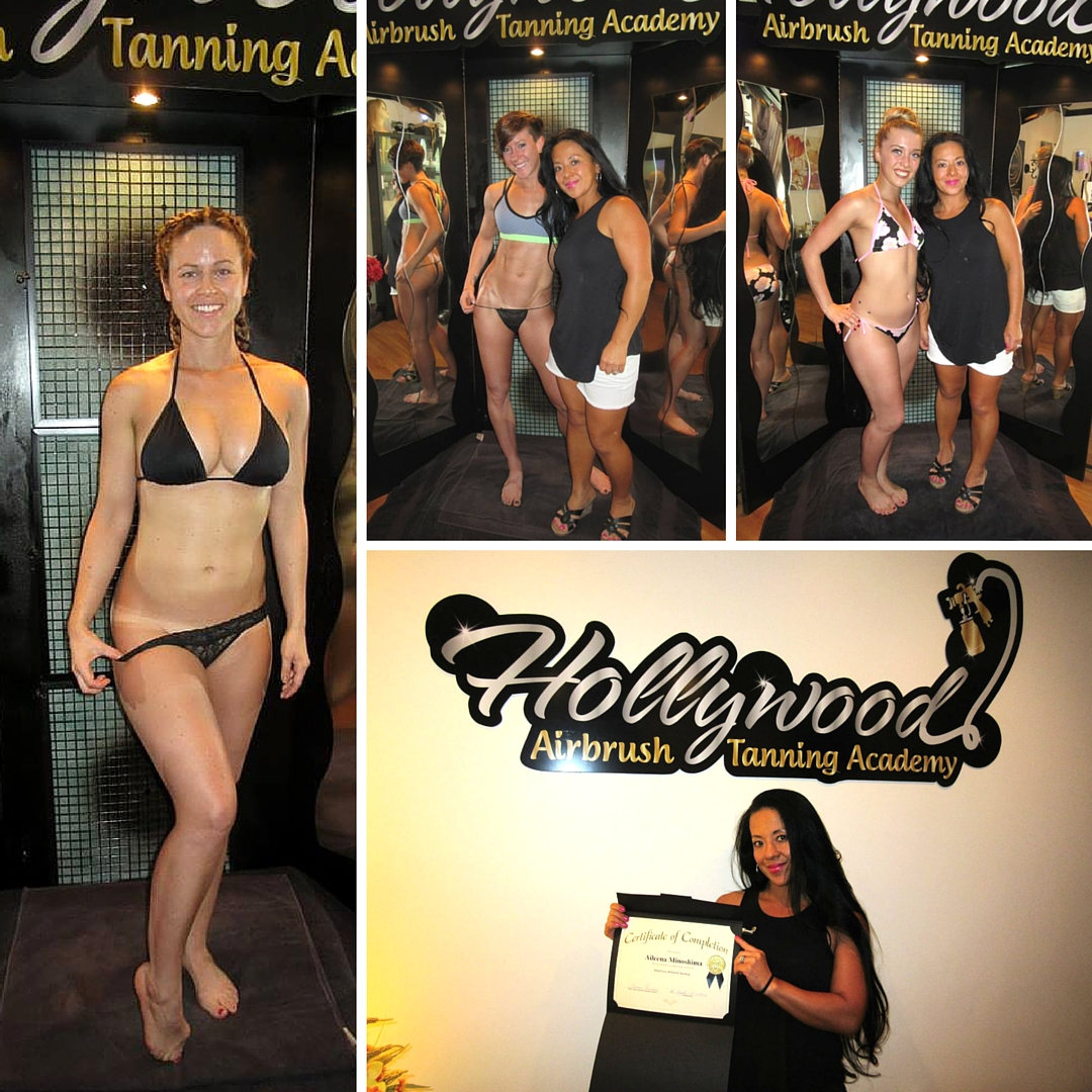 Aileena Minoshima - with the model she spray tanned