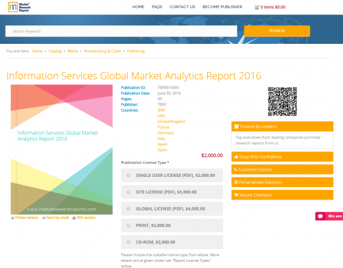 Information Services Global Market Analytics Report 2016'