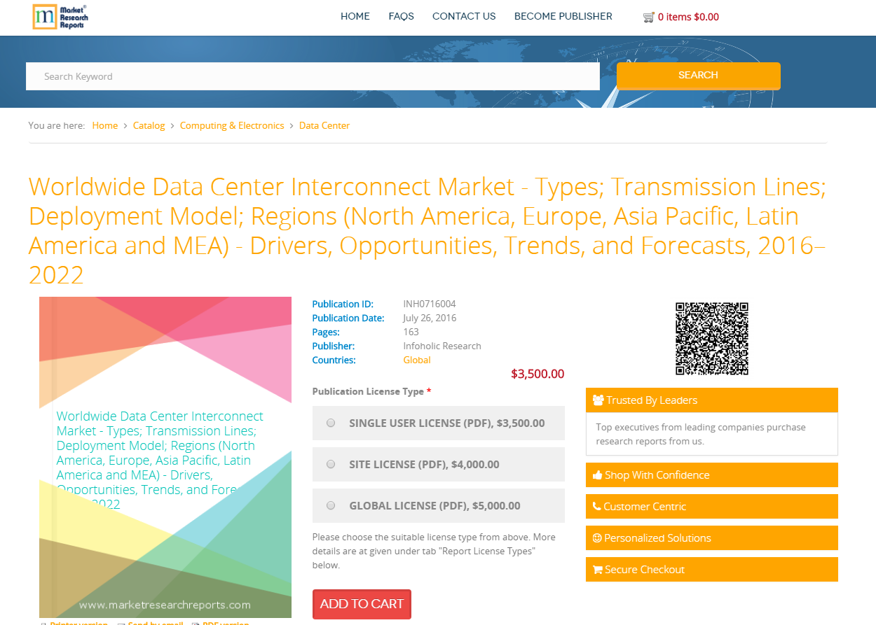 Worldwide Data Center Interconnect Market 2016 - 2022