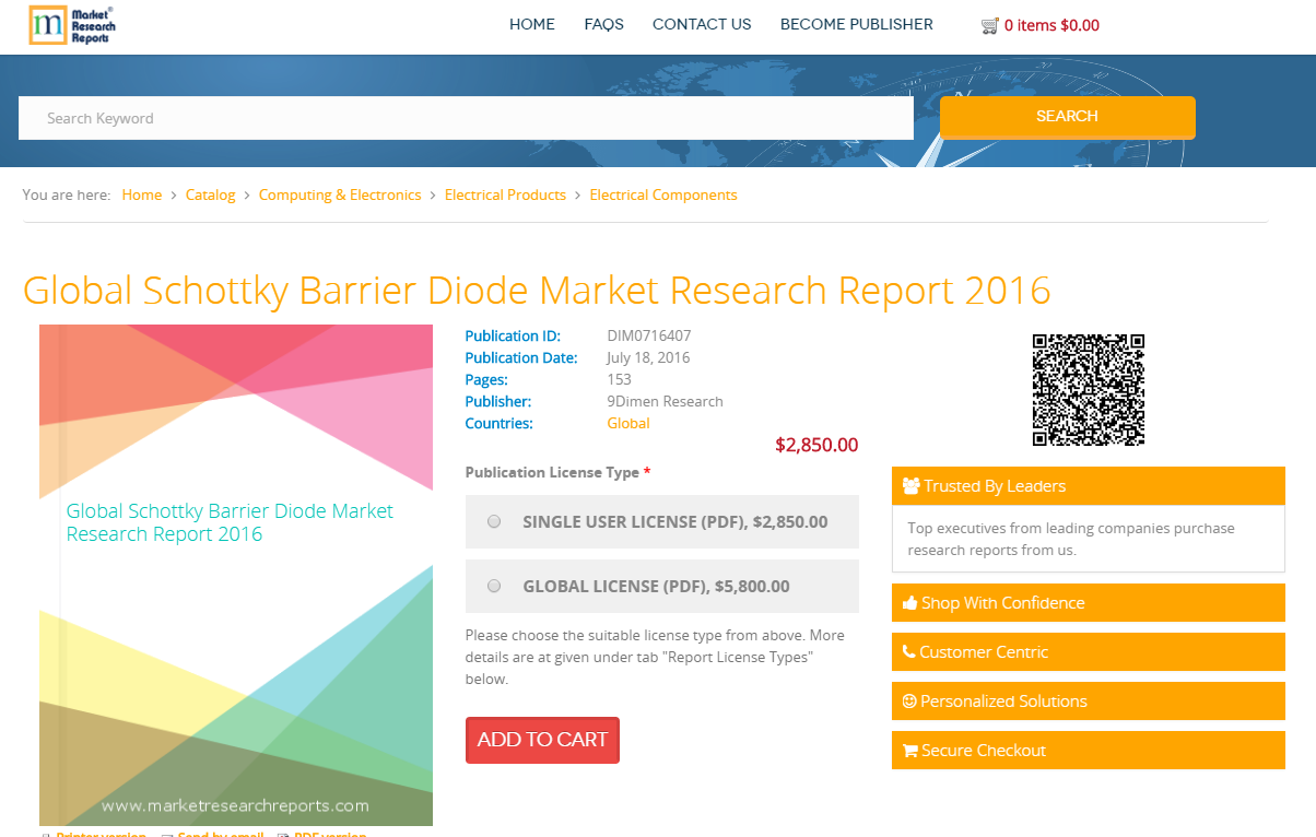 Global Schottky Barrier Diode Market Research Report 2016