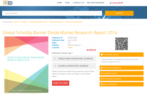 Global Schottky Barrier Diode Market Research Report 2016'
